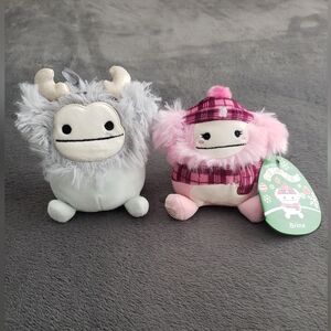 NEW Squishmallows Evita Brina Yeti Bigfoot 4" Plush Christmas Ornament 2022 2024